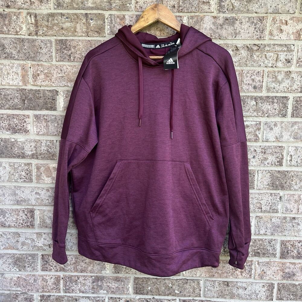 NWT Adidas Climawarm Pullover Hoodie Maroon Burgundy Heather Sweatshirt Men 2XL